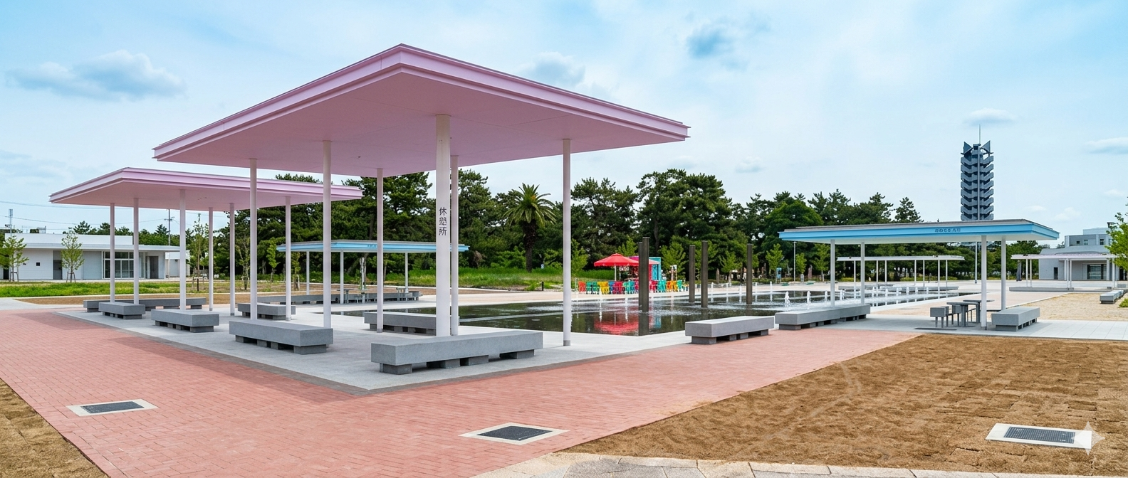 浜寺公園　中央花壇周辺改修工理